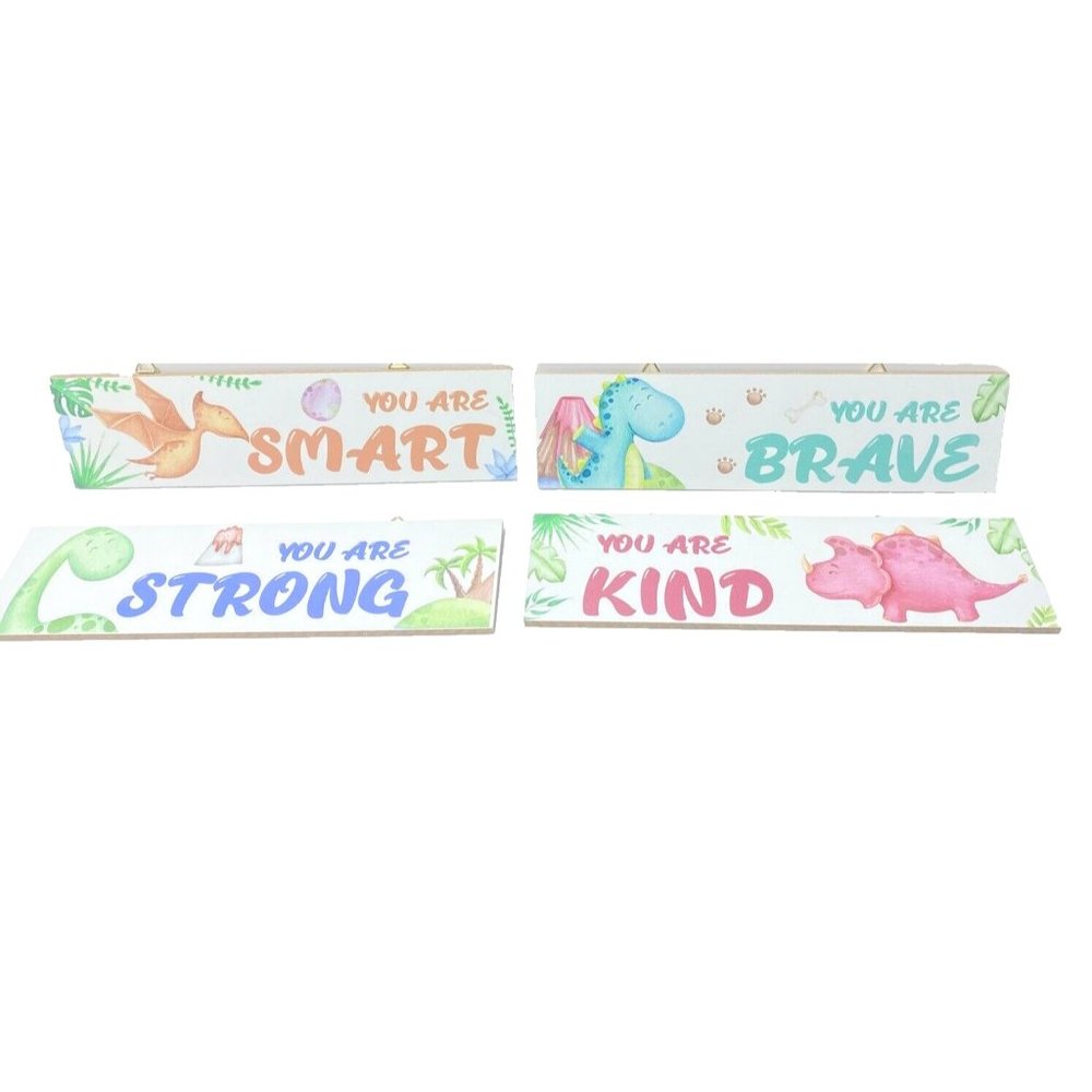 Children’s Inspirational Wall Plaques Wall Decor 4pc, You Are Smart, Kind, Brave